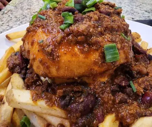 Smothered Chili Burger at Louie's Kitchen And Bar in Reading, PA