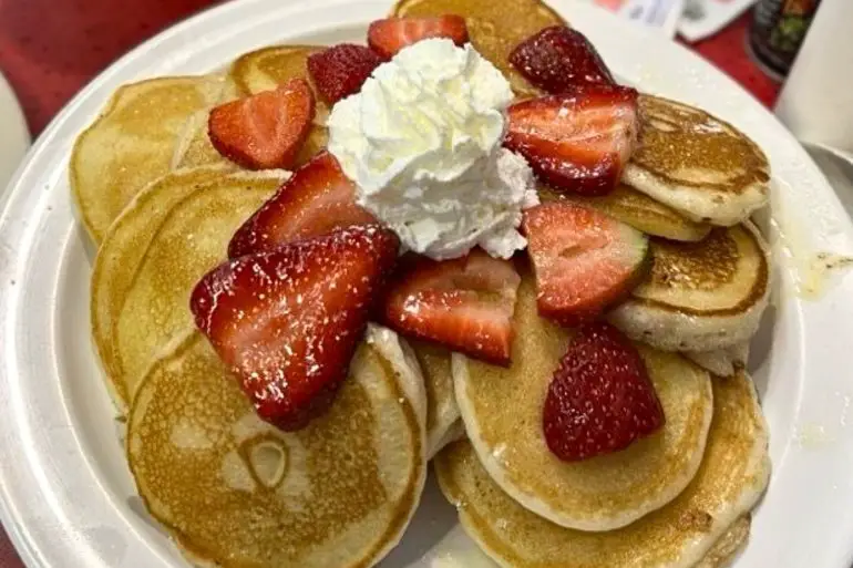 mini pancakes with strawberries at Joe's Cafe in Orem, Utah