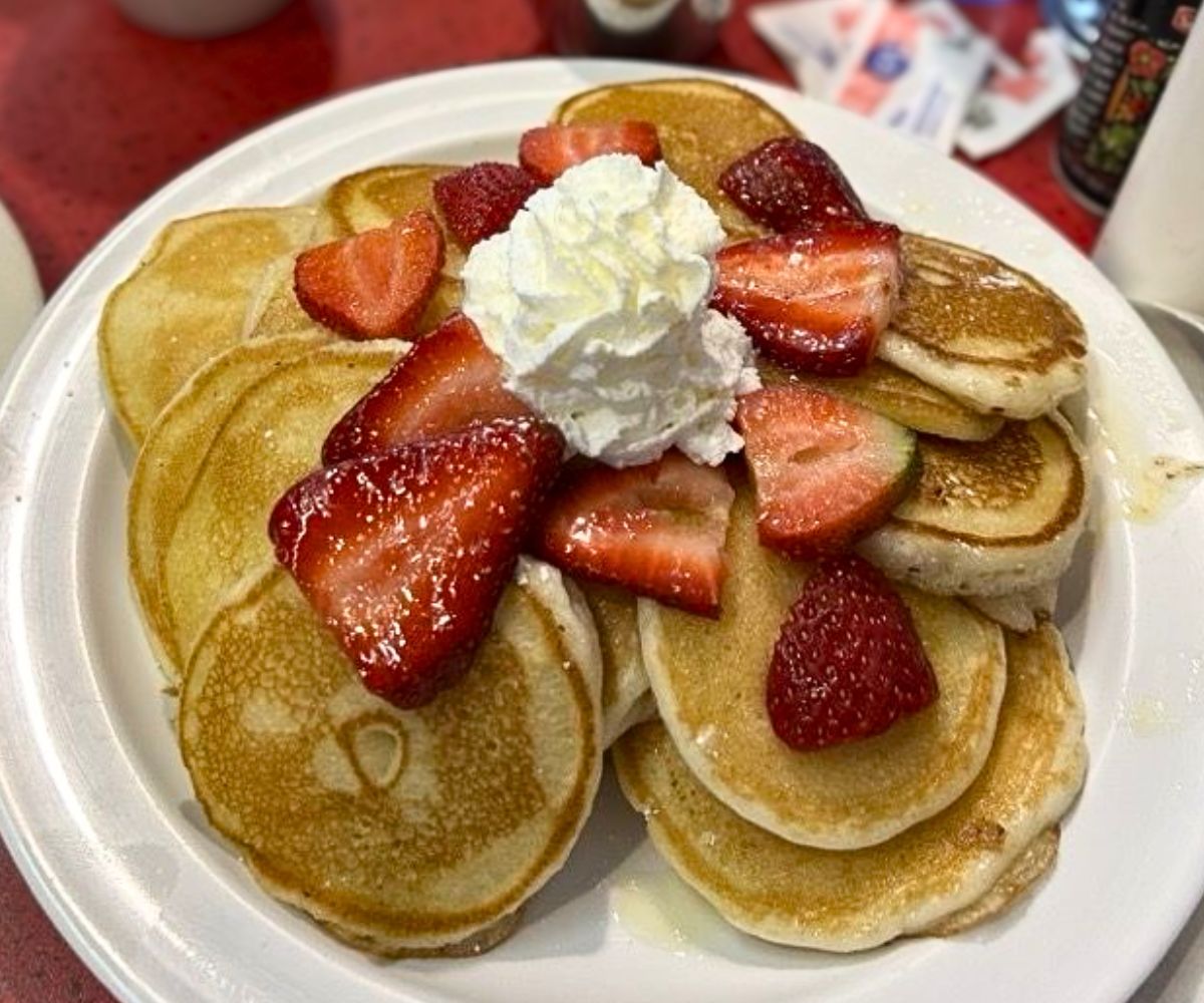 mini pancakes with strawberries at Joe's Cafe in Orem, Utah