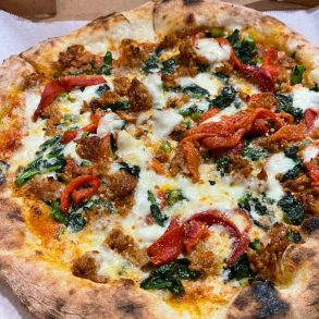 Salsiccia Pizza at Ema Rossi Pizzeria in Rockville, Maryland
