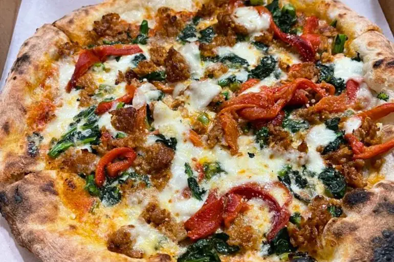 Salsiccia Pizza at Ema Rossi Pizzeria in Rockville, Maryland