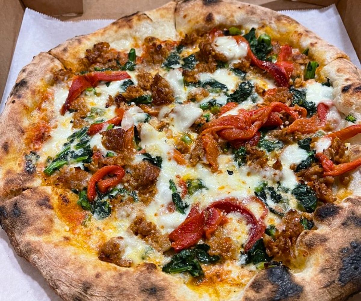Salsiccia Pizza at Ema Rossi Pizzeria in Rockville, Maryland