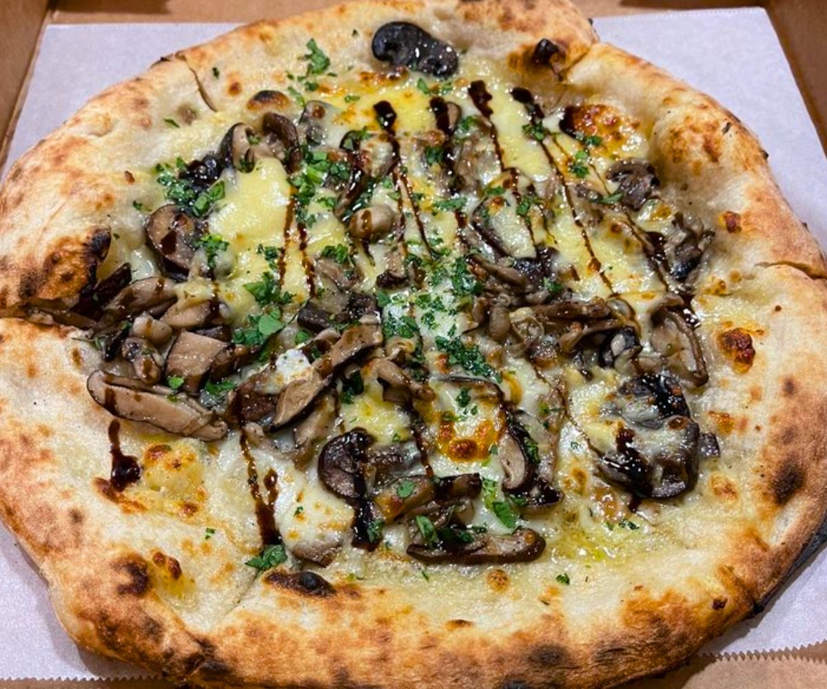 Funghi Pizza at Ema Rossi Pizzeria in Rockville, Maryland