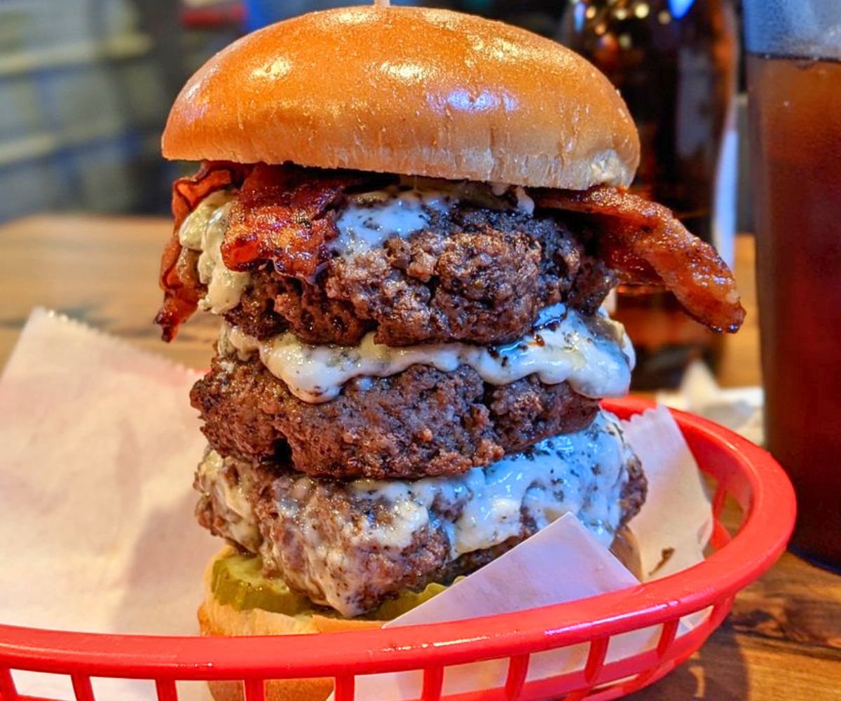 Bacon & Blue Triple Cheeseburger at Stella's Bar and Grill in Bellevue, NE