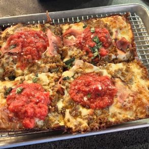 Butcher Detroit Pizza at Pangea Kitchen in Evansville, Indiana