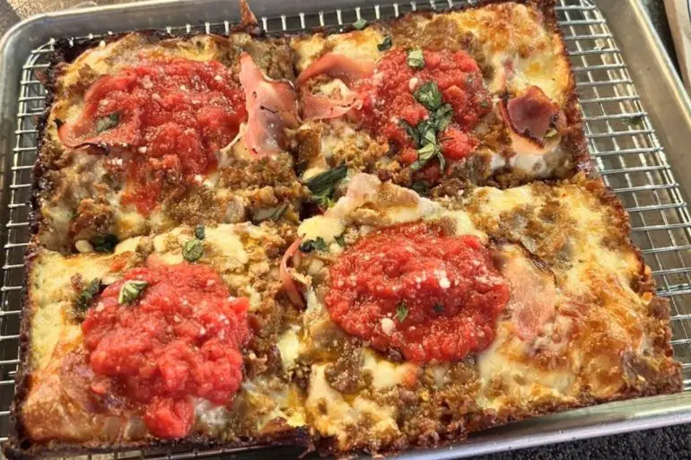 Butcher Detroit Pizza at Pangea Kitchen in Evansville, Indiana