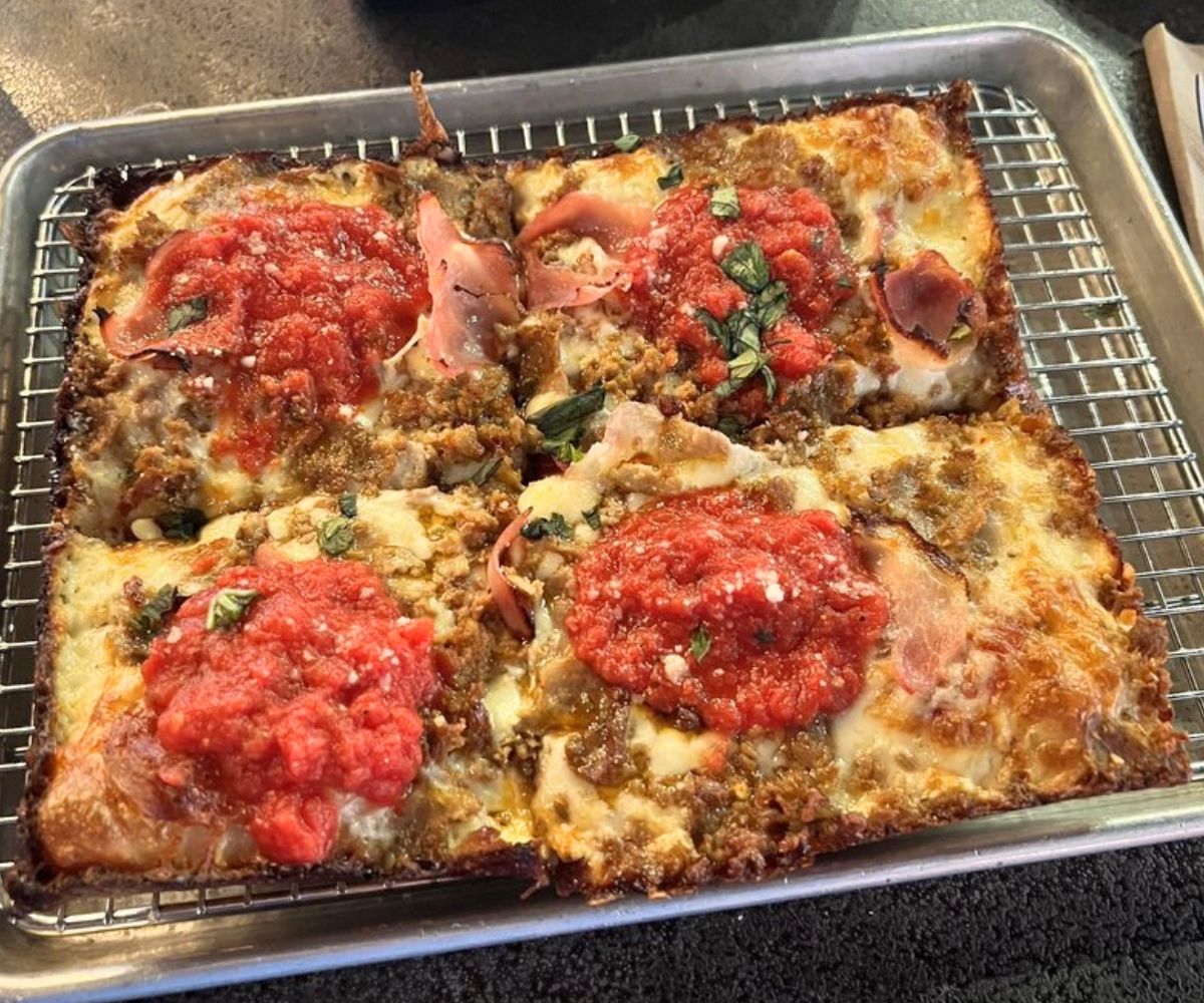 Butcher Detroit Pizza at Pangea Kitchen in Evansville, Indiana