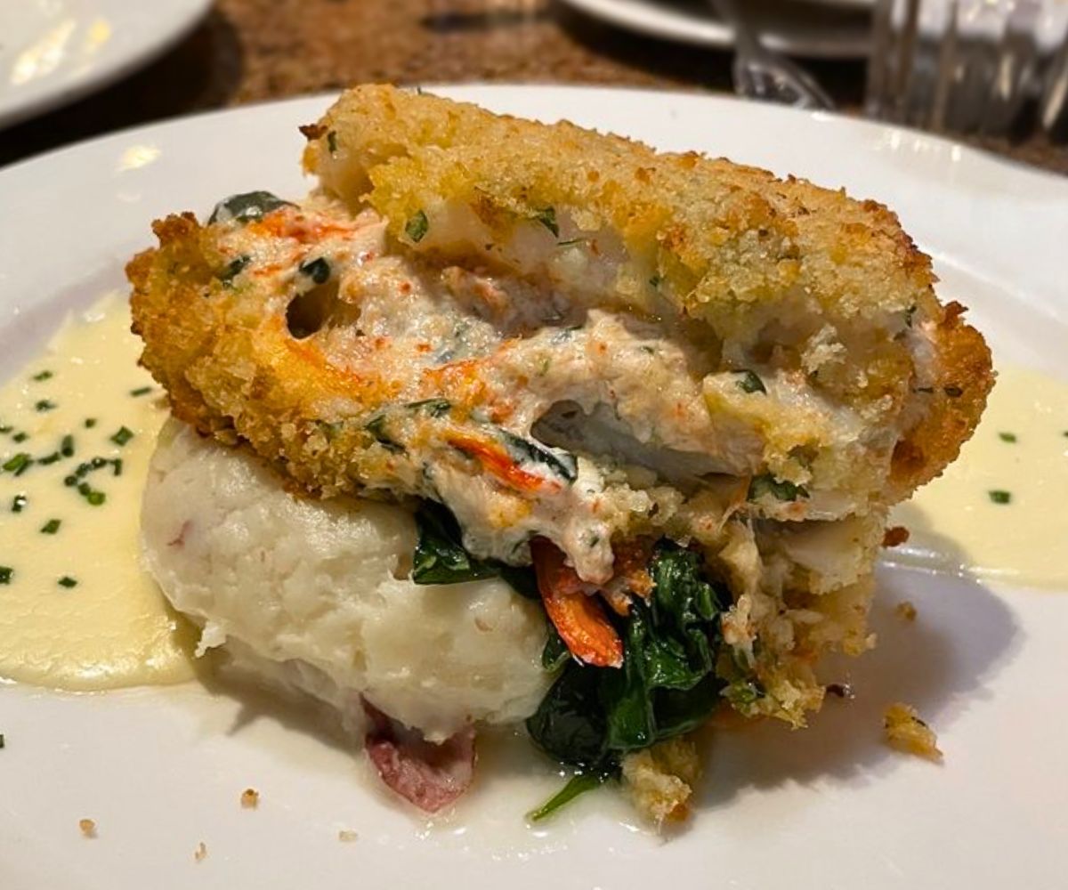 Alaska Snow Crab Stuffed Roasted Cod at Glacier BrewHouse in Anchorage, Alaska
