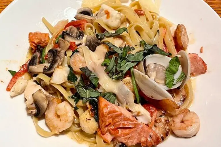 Seafood Fettuccine at Glacier BrewHouse in Anchorage, Alaska