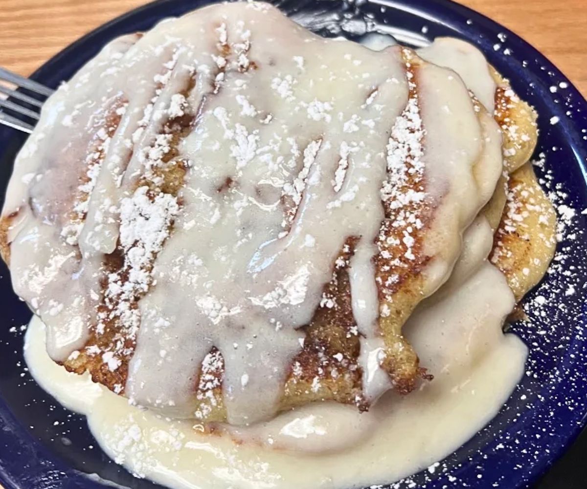 Cinnamon Roll Pancakes at Darcy's Cafe in Grand Forks, North Dakota