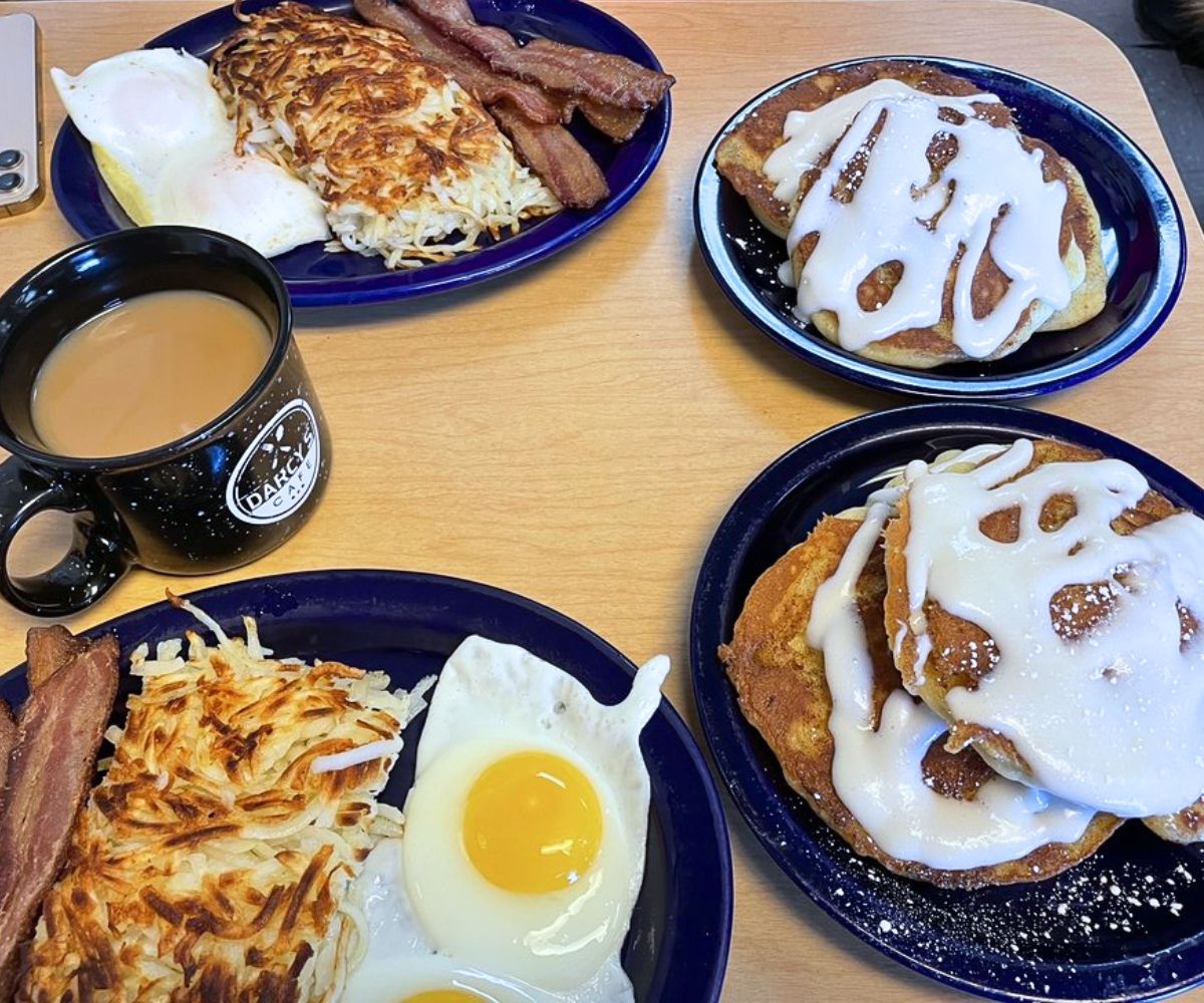various breakfast dishes at Darcy's Cafe in Grand Forks, North Dakota