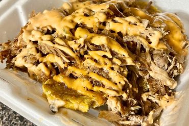 Pork Tostones at Eliu's Hole in the Wall in Lowell, Massachusetts