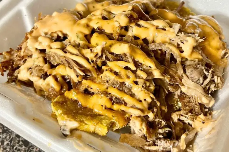 Pork Tostones at Eliu's Hole in the Wall in Lowell, Massachusetts