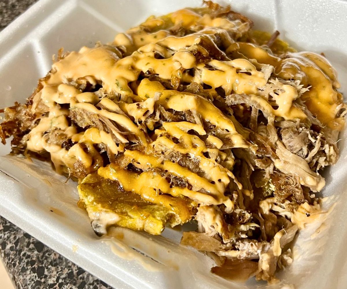 Pork Tostones at Eliu's Hole in the Wall in Lowell, Massachusetts