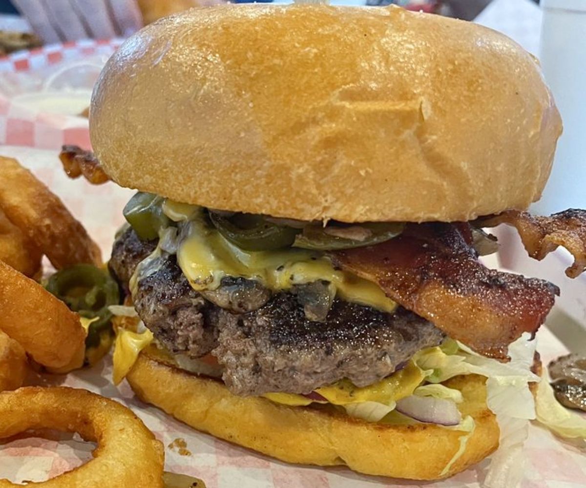 Tri-Burger at Burger 82 in Allen, Texas