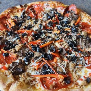 Pizza in Lassen Ale Works Boardroom in Susanville, CA