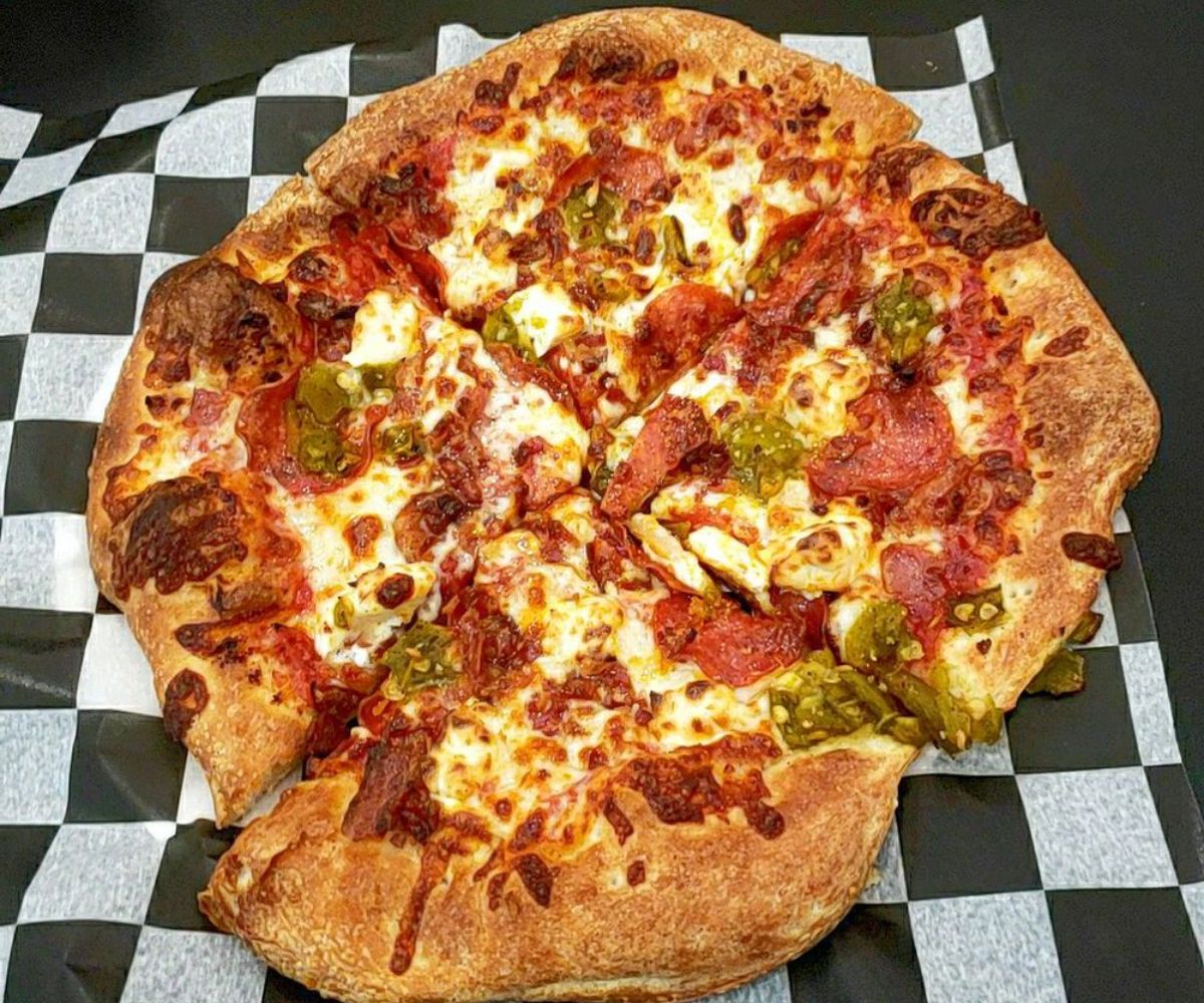 Milli Vanilli Green Chili, yes Really Pizza at Totally 80's Pizza in Fort Collins, Colorado