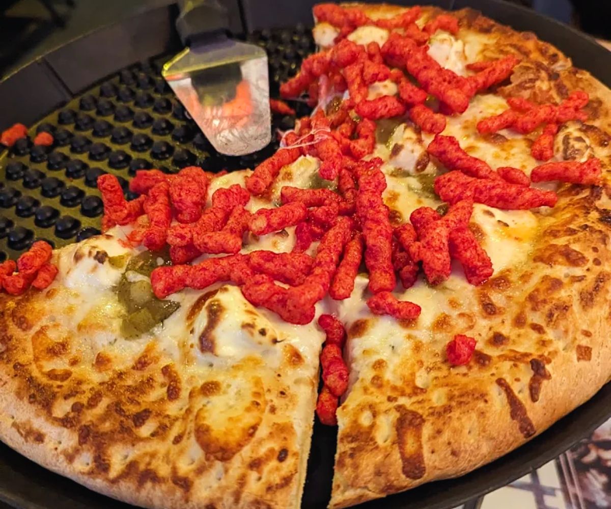 Hot Cheetos Specialty Pizza at Totally 80's Pizza in Fort Collins, CO