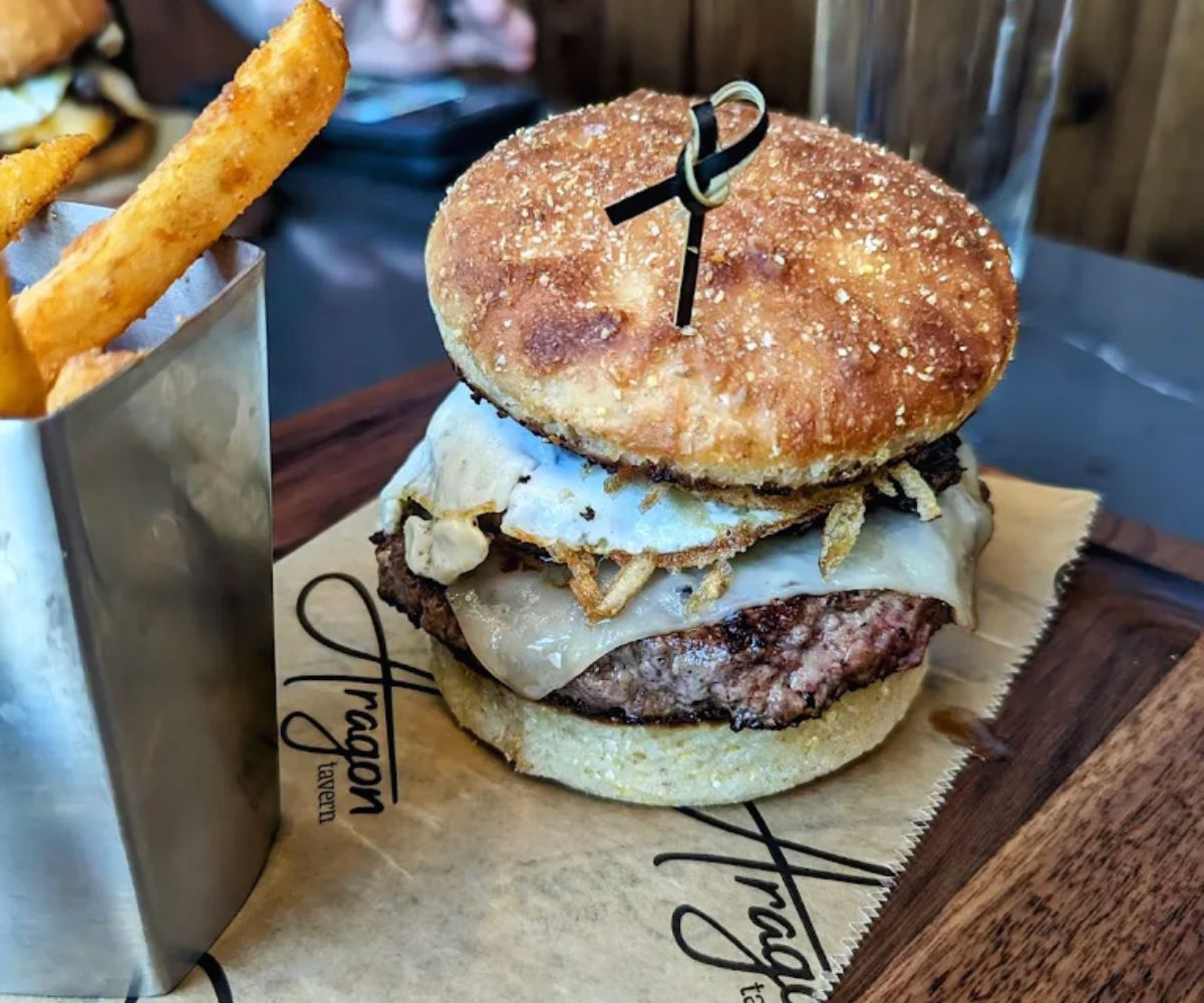 elote burger at aragon tavern in lincoln, ne