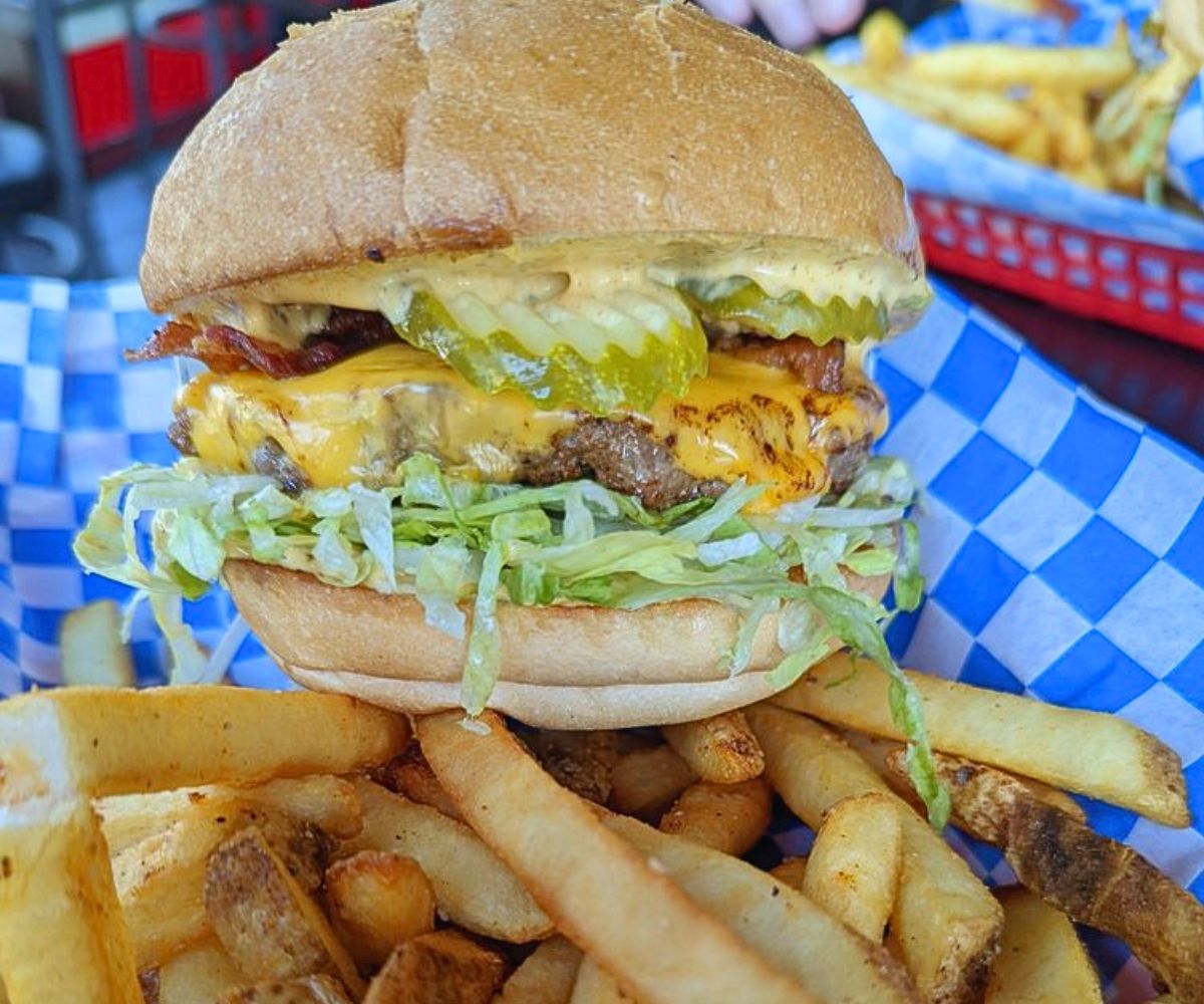 classic rock burger at portland burgers in portland, oregon