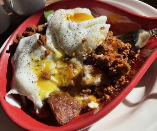 chorizo skillet at the breakfast club in Manchester, NH