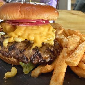 Mac & Cheese Burger at Alaskan Burgers & Brew at Anchorage, AK