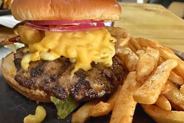 Mac & Cheese Burger at Alaskan Burgers & Brew at Anchorage, AK