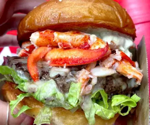 Surf and Turf Burger at The Highroller Lobster in Portland, Maine