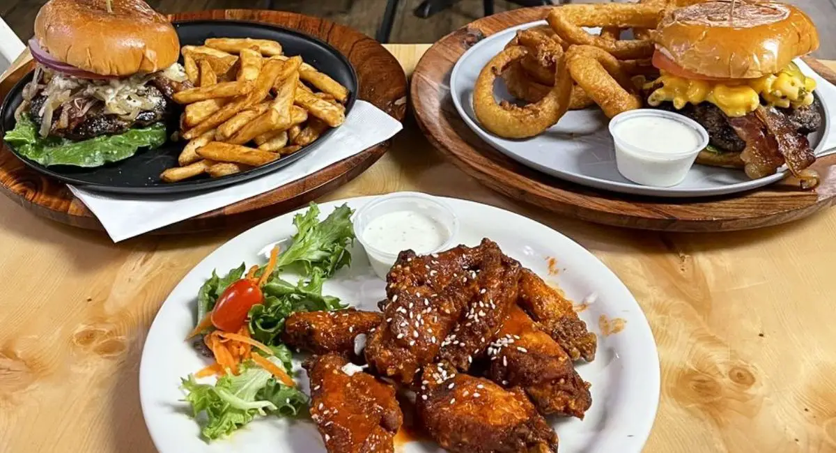 burgers and chicken wings at Alaskan Burger & Brew in Anchorage, AK