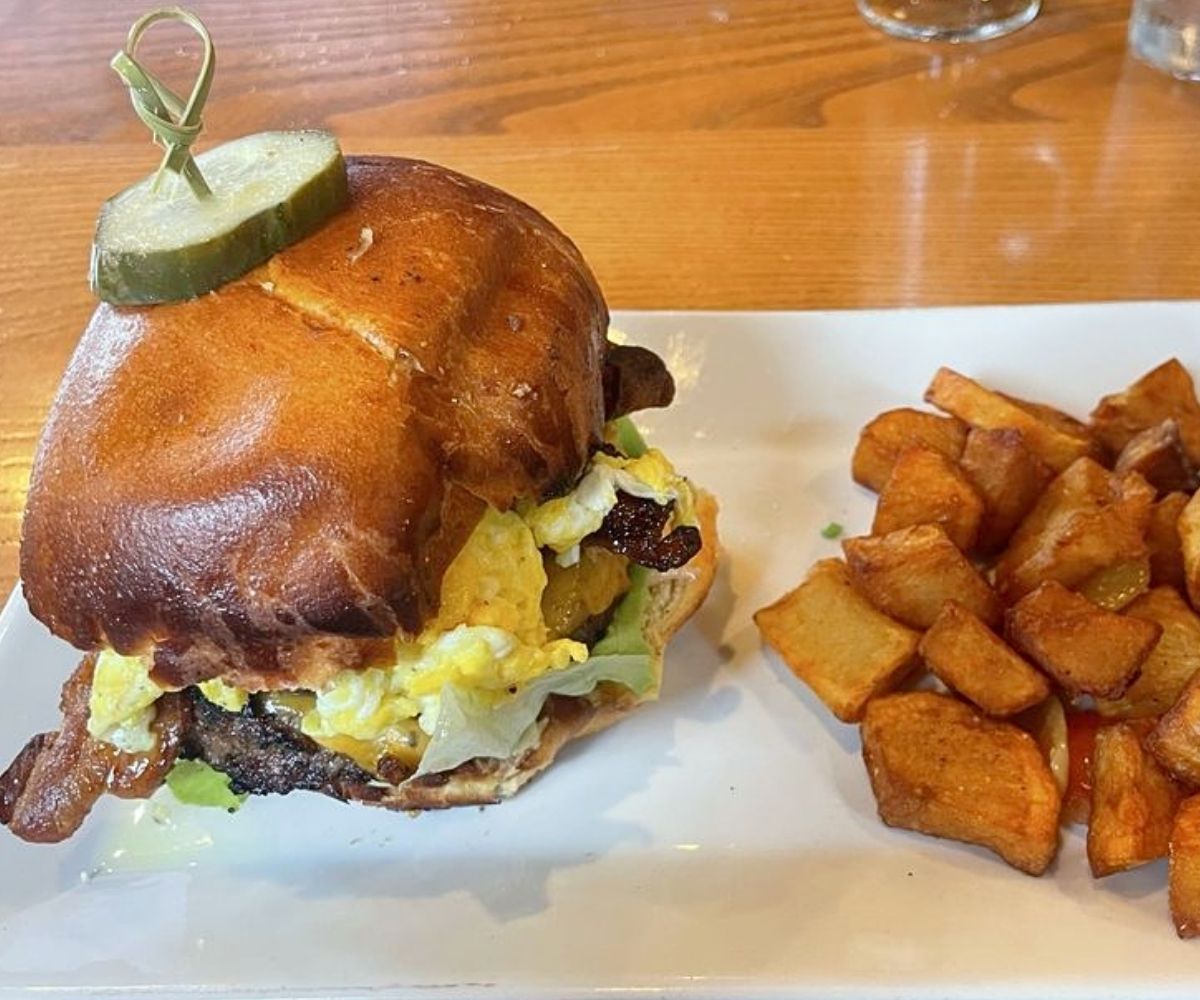 Breakfast Prime Burger in Hootch and Banter in Frederick, Maryland