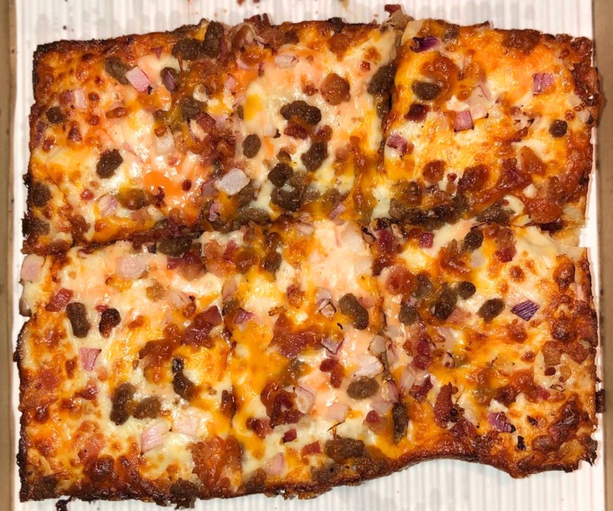 Bacon Cheeseburger Pizza at Johnny Z's in St. Clair Shores, Michigan