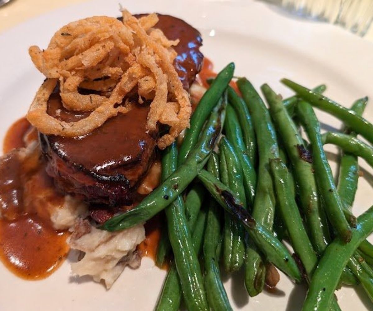 Bacon Wrapped Meatloaf at Lucky 32 Southern Kitchen in Cary, North Carolina