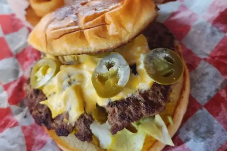 cheeseburger with jalapenos at Vidal's Old-Fashioned Burgers in Midland, Texas