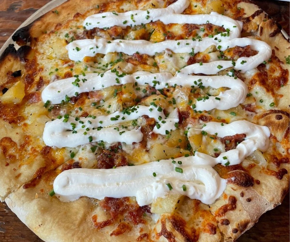 Baked Potato Pizza at Fire & Brimstone in Gilbert, AZ