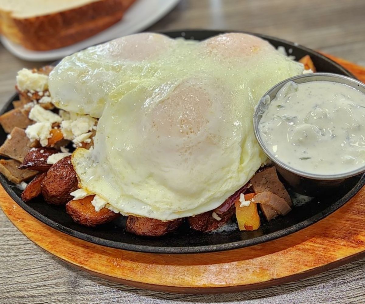 Greek Skillet at Lucky Brunch in Sterling Heights, Michigan