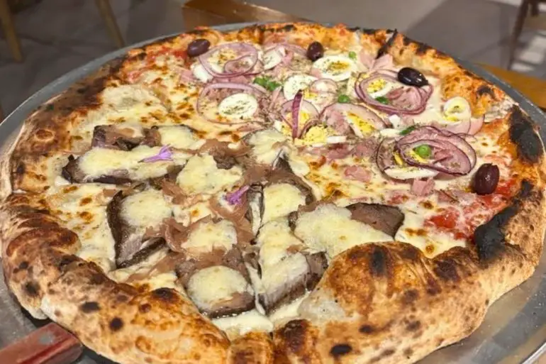 Half filet mignon supreme & half portuguese at San Paolo Pizzeria in Honolulu, HI