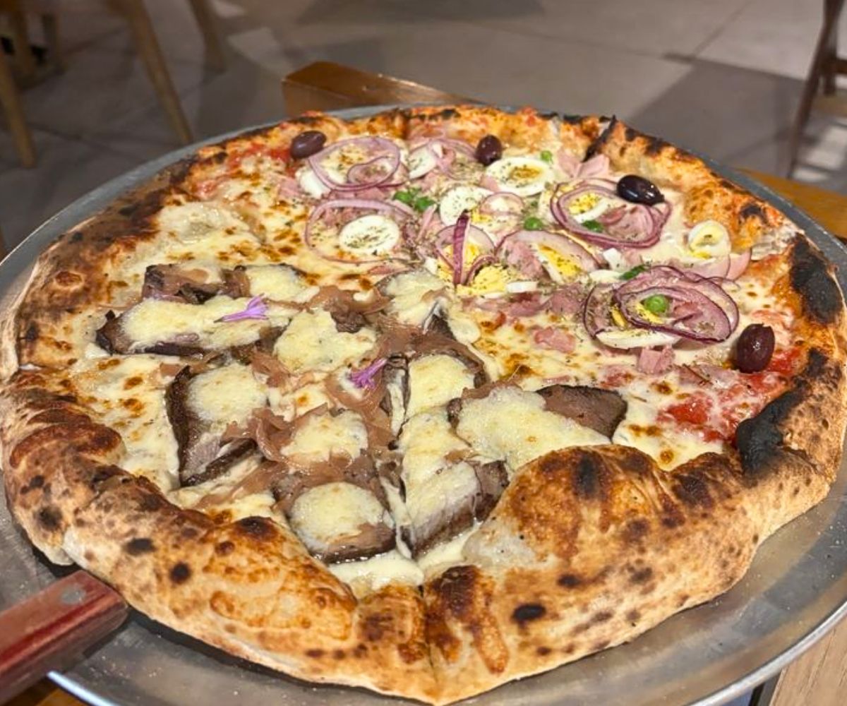 Half filet mignon supreme & half portuguese at San Paolo Pizzeria in Honolulu, HI