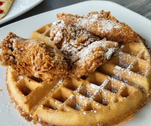 Chicken and Waffles at Lucky Brunch in Sterling Heights, Michigan