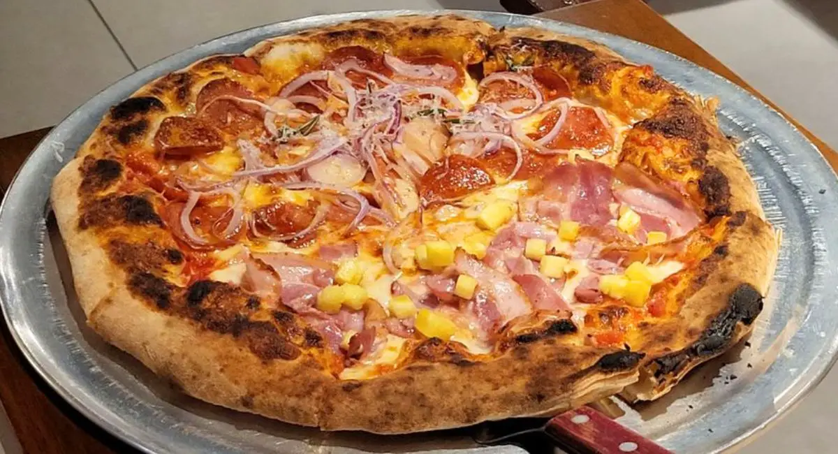Half Hawaiian and Half Pepperoni at San Paolo Pizzeria in Honolulu, HI