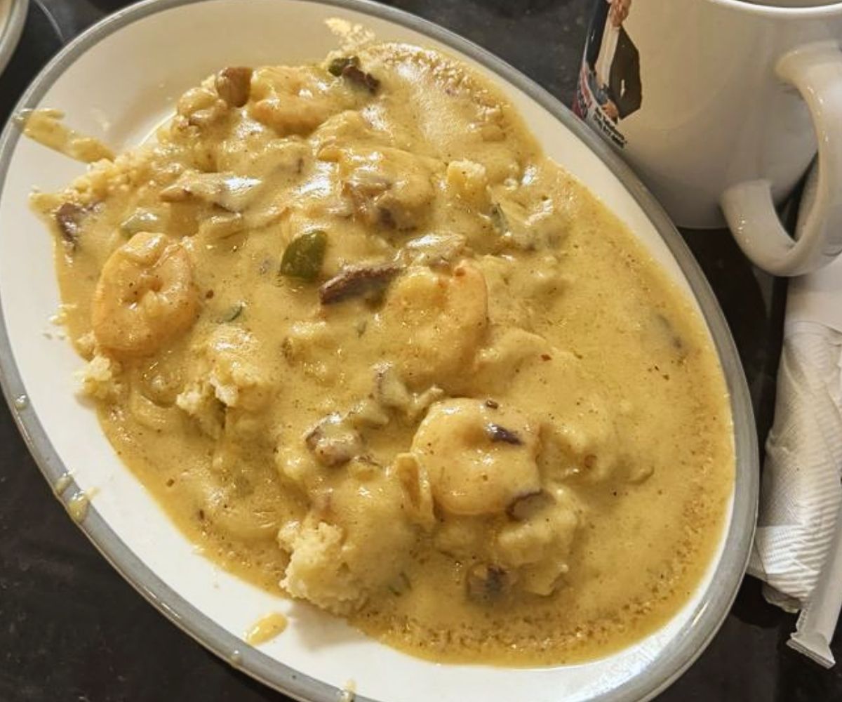 Shrimp & Grits at The Glass Hat Cafe in Shreveport, Louisiana