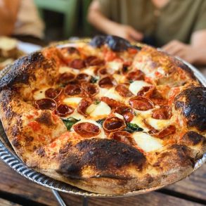 Pepperoni Pizza at Folks Pizzeria in Costa Mesa, California
