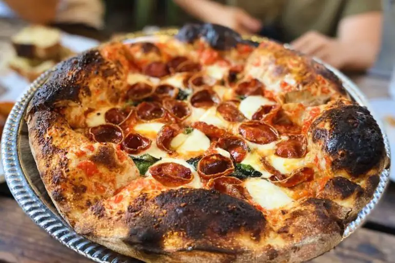 Pepperoni Pizza at Folks Pizzeria in Costa Mesa, California