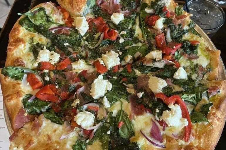 San Mateo Pizza at Rustique Pizzeria + Lounge in Green Bay, WI