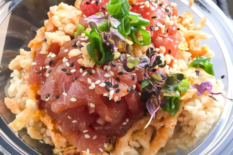 Ahi Shoyu Poke Bowl at Manoa Poke Shop in Somerville, MA