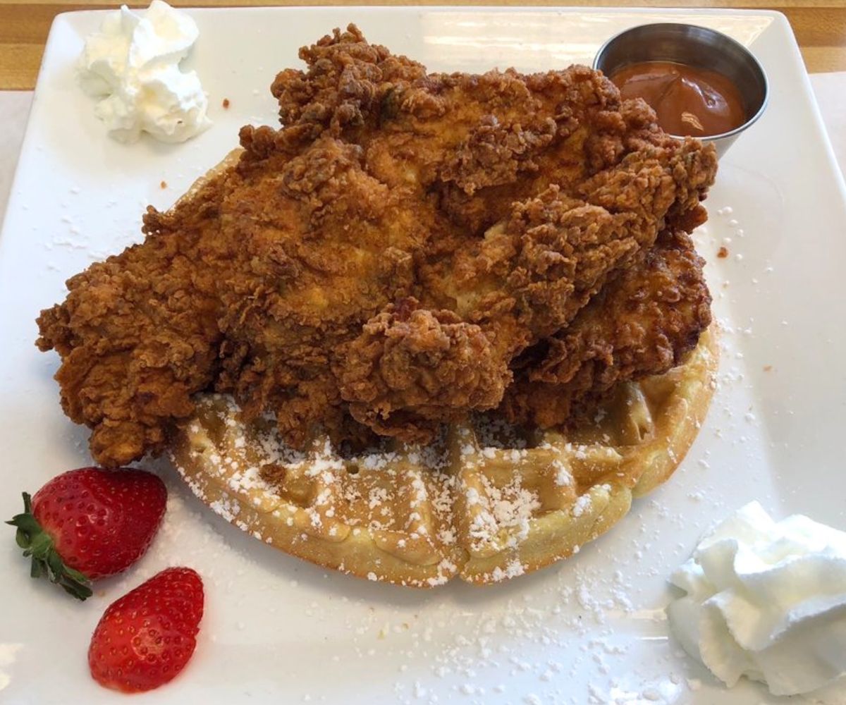 Chicken and Waffles at Trigo Cafe in Hialeah, FL