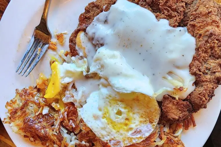 Chicken Fried Steak and Eggs at Frank's Diner in Spokane, WA