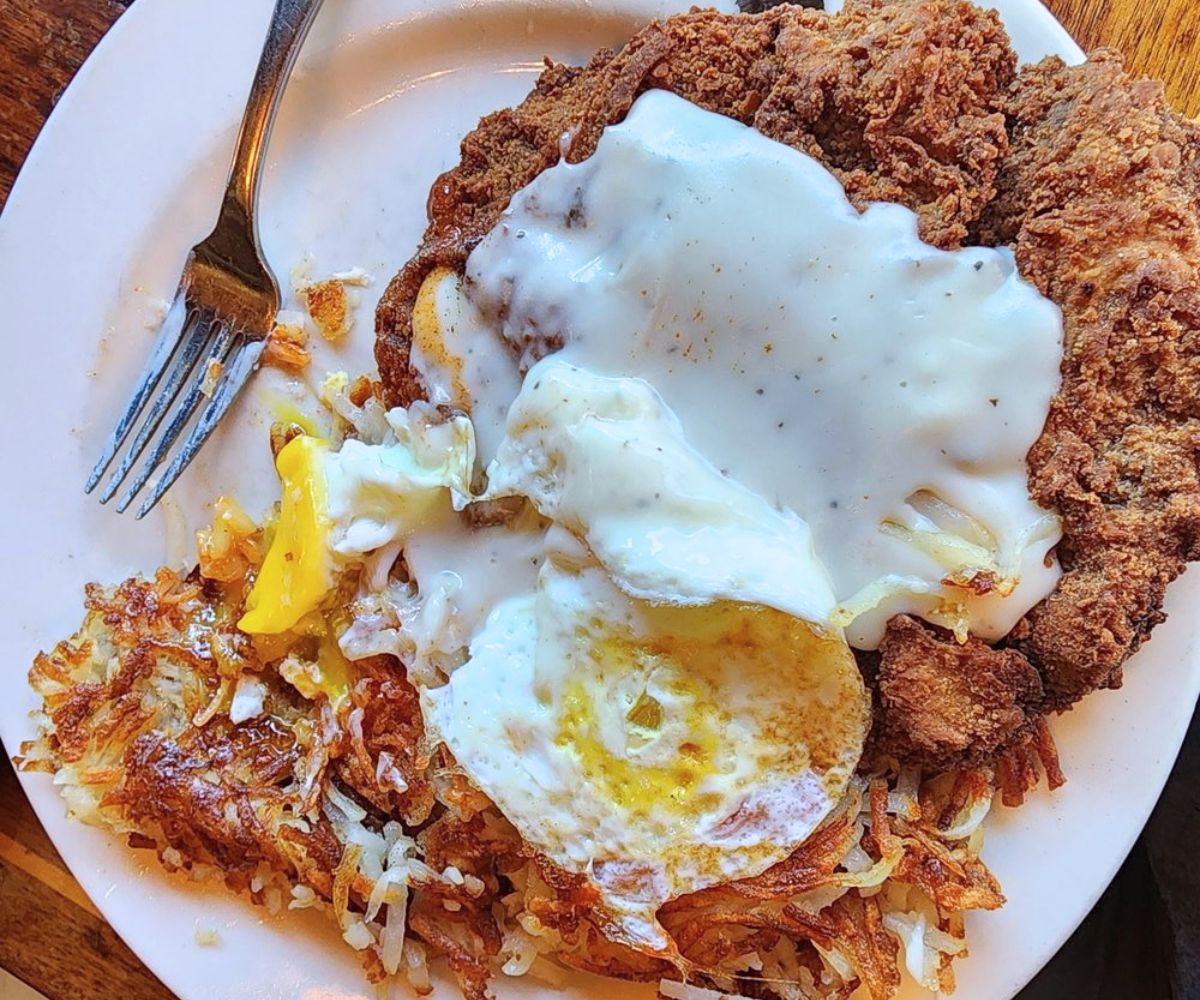 Chicken Fried Steak and Eggs at Frank's Diner in Spokane, WA