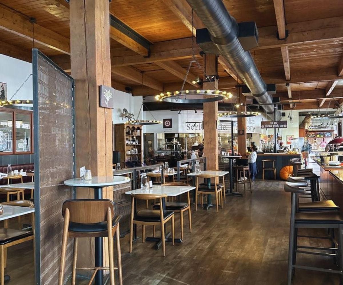 dining area at Serious Pie in Seattle, Washington