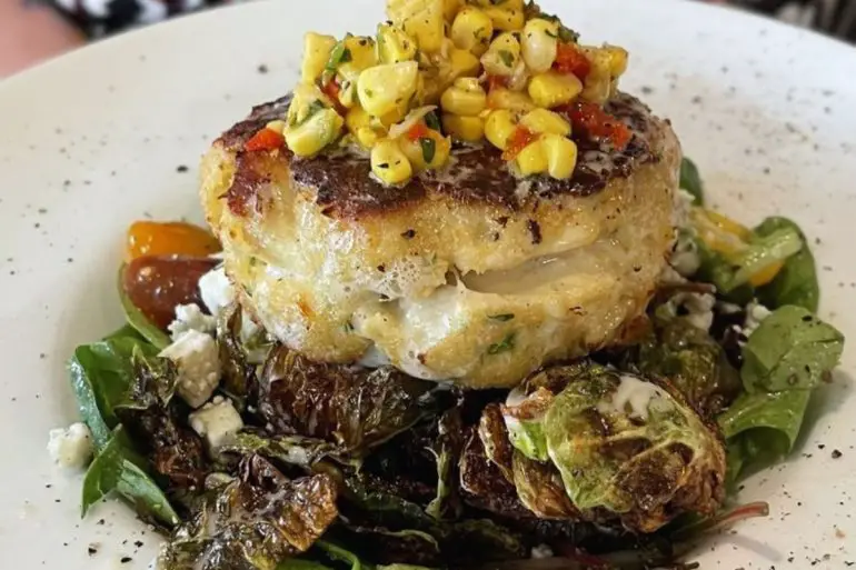 Crab Cake Salad at Boca Fish House in Boca Raton, Florida