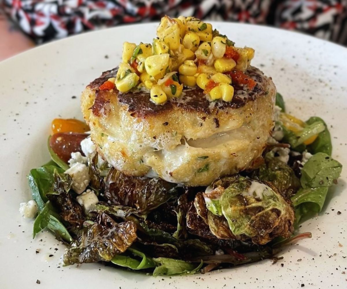 Crab Cake Salad at Boca Fish House in Boca Raton, Florida